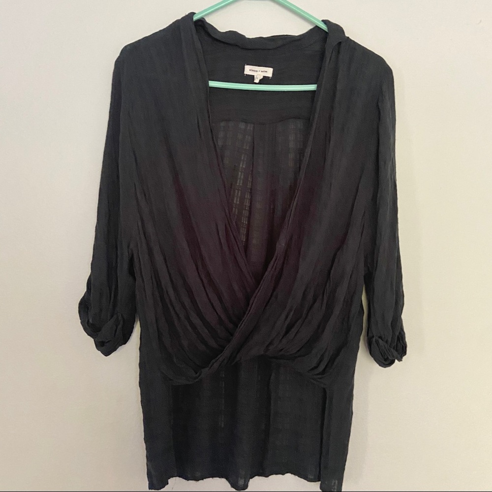 Silence + Noise forest green faux wrap top
